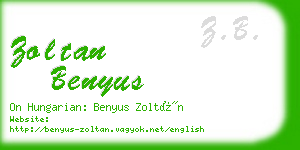 zoltan benyus business card